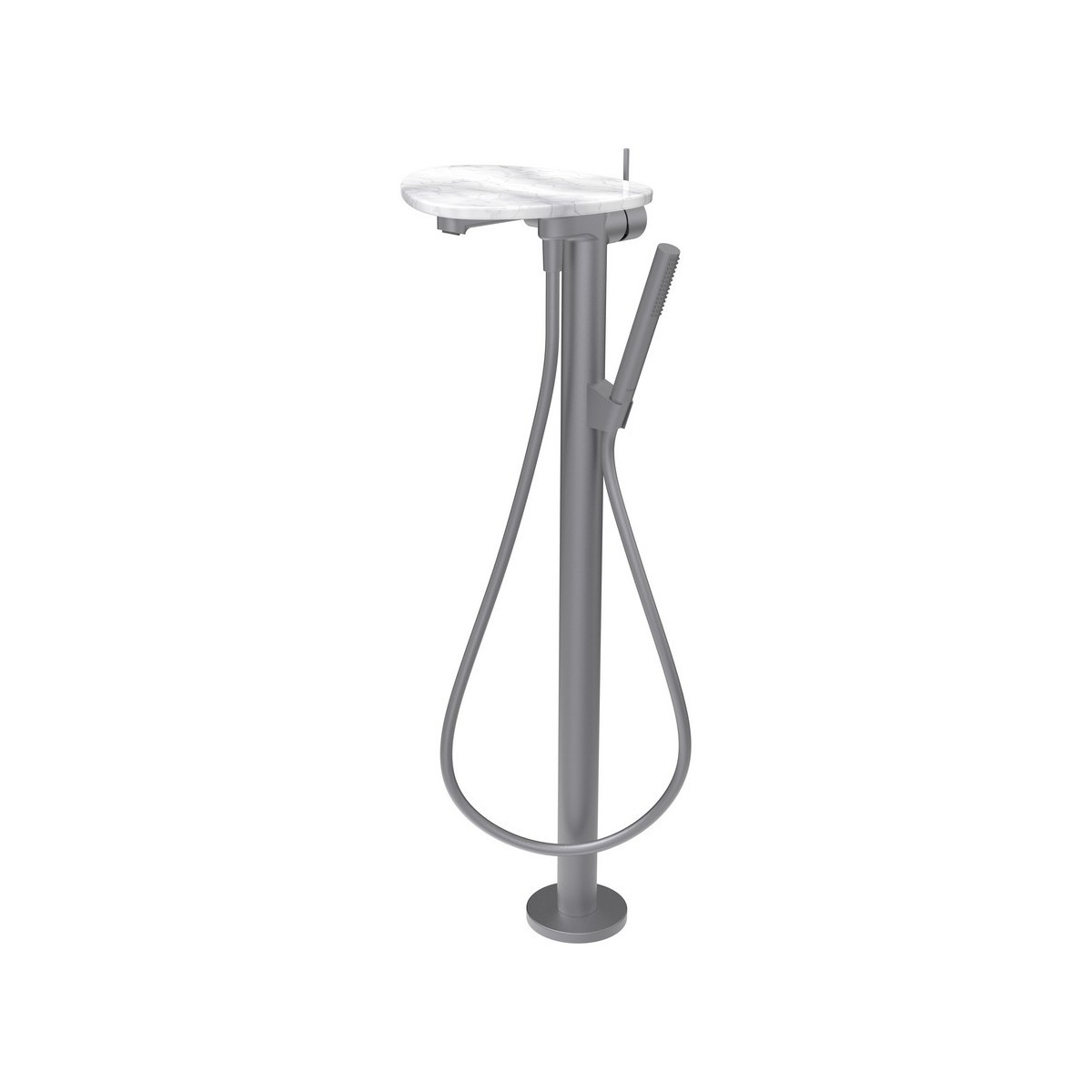 Ada mitigeur de bain sur colonne tablette npbec 203 mm pvd inox/marbre blanc - LAUFEN HF506781505060 