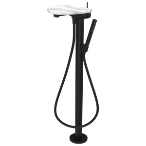 Ada mitigeur de bain sur colonne tablette npbec 203 mm pvd noir/marbre blanc - LAUFEN HF506781515060 