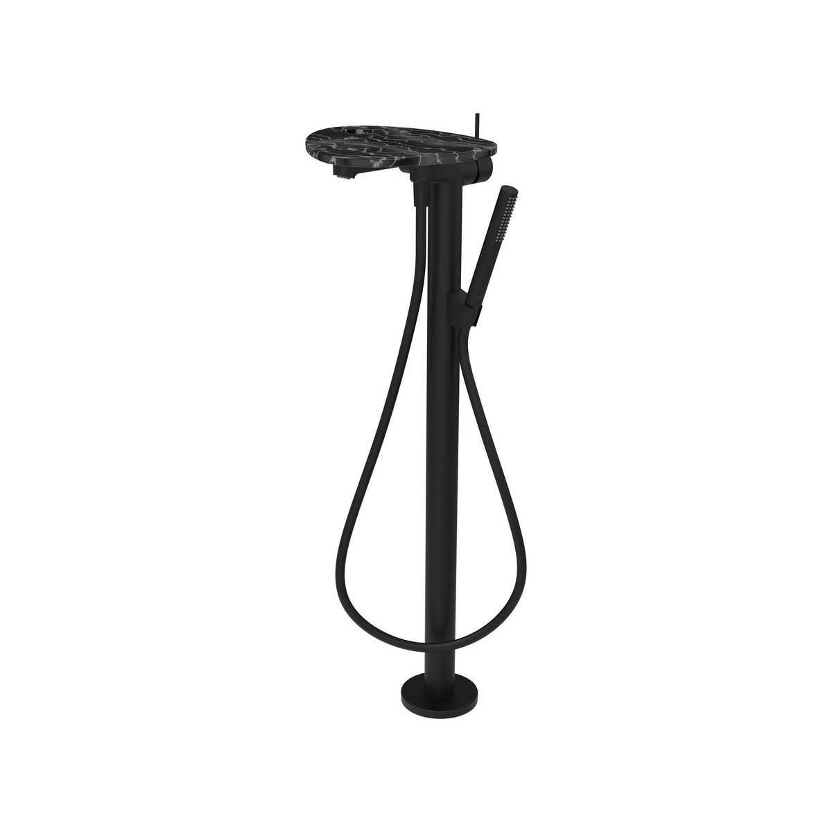 Ada mit b sur colonne tablette percée bec 203 mm pvd noir/marbre noir - LAUFEN HF506781516000 