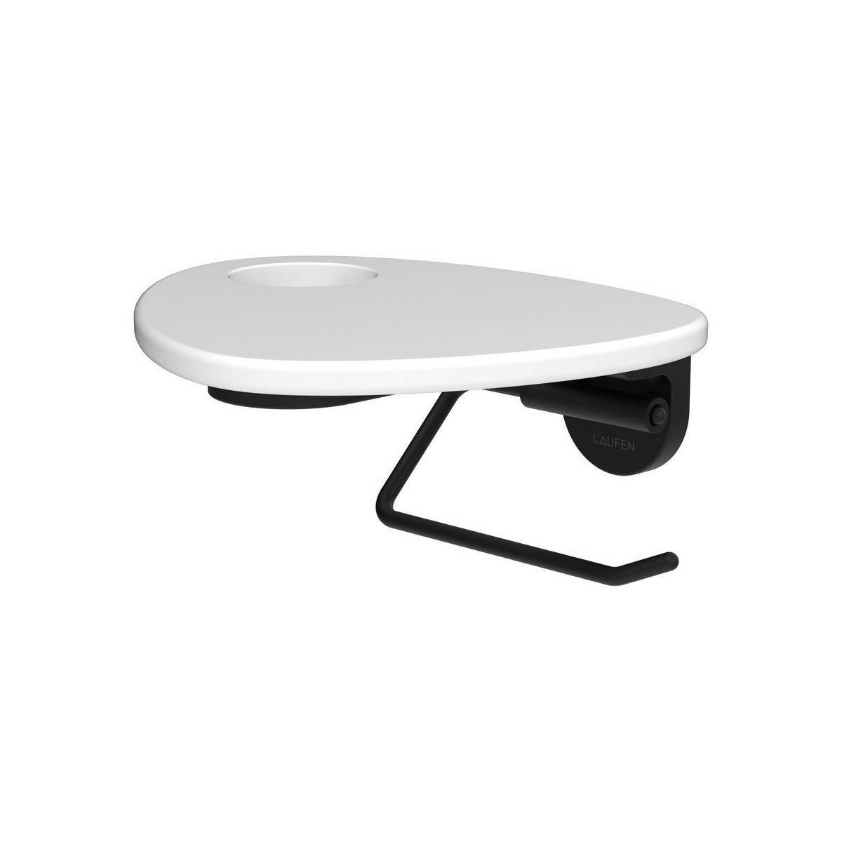 Ada porte-papier toilette tablette percée pvd noir/blanc mat - LAUFEN HF506791512000 