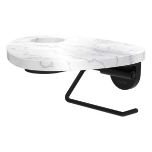 Ada porte-papier toilette tablette percée pvd noir/marbre blanc - LAUFEN HF506791515000 