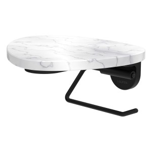 Ada porte-papier toilette tablette non percée pvd noir/marbre blanc - LAUFEN HF506791515060 