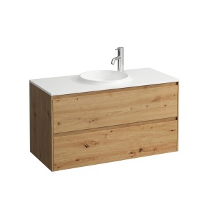 Lani meuble 1000 2 tiroirs compatible avec lav 814075 chêne sauvage 970x440x515 - LAUFEN H4042721122671 