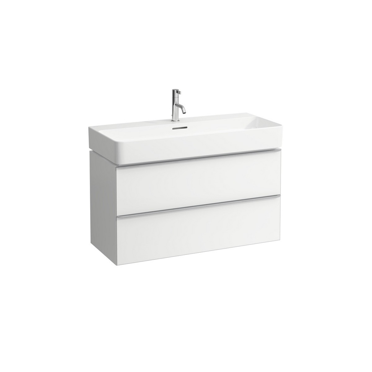 Space meuble 93x52 a/2 tiroires, noyer clair a/poignée alu claire - LAUFEN H4102021601011 