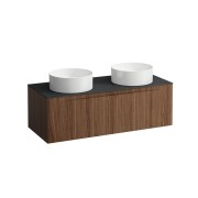 Arun 1200 1t découpe à gche et à dte plan ardesia nera noce canaletto/verre blc - LAUFEN H4151241516301 