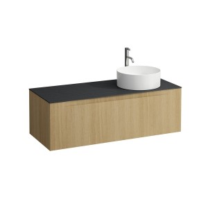 Arun 1200 1t avec découpe à dte plan ardesia nera percé 1t chêne clair - LAUFEN H4151271512501 