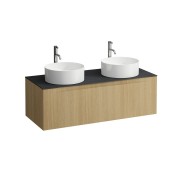 Arun 1200 1t avec découpe à gche et à dte plan ardesia nera percé 1t chêne clair - LAUFEN H4151291512501 