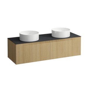 Arun meuble 1400 2t avec découpe à gche et à dte plan ardesia nera chêne clair - LAUFEN H4151341512501 