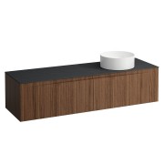 Arun 1600 2t avec découpe à dte plan ardesia nera noce canaletto/verre blanc - LAUFEN H4151431516301 