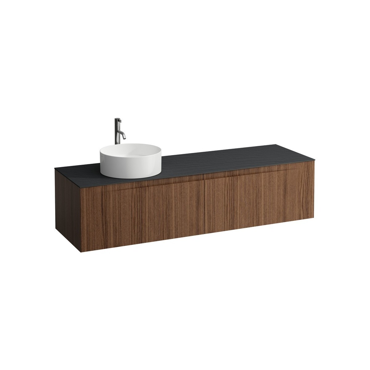 Arun 1600 2t découpe à gche plan ardesia nera percé 1t noce canaletto/verre blc - LAUFEN H4151461516301 