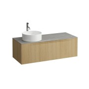 Arun 1200 1t avec découpe à gche plan piasentina grigio percé 1t chêne clair - LAUFEN H4161261512501 