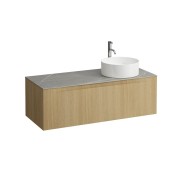 Arun 1200 1t avec découpe à dte plan piasentina grigio percé 1t chêne clair - LAUFEN H4161271512501 