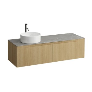 Arun 1400 2t avec découpe à gche plan piasentina grigio percé 1t chêne clair - LAUFEN H4161361512501 