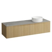 Arun meuble 1600 2t avec découpe à dte plan piasentina grigio chêne clair - LAUFEN H4161431512501 