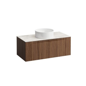 Arun 1000 1t découpe centre plan botticino crema noce canaletto/verre blanc - LAUFEN H4171111516301 