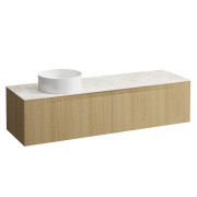 Arun meuble 1600 2t avec découpe à gche plan botticino crema chêne clair - LAUFEN H4171421512501 