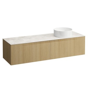 Arun meuble 1600 2t avec découpe à dte plan botticino crema special colour - LAUFEN H4171431519901 