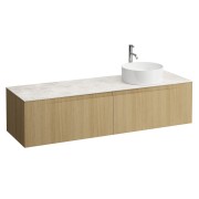 Arun 1600 2t avec découpe à dte plan botticino crema percé 1t chêne clair - LAUFEN H4171471512501 