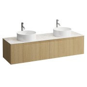 Arun 1600 2t découpe à gche et à dte plan botticino crema percé 1t chêne clair - LAUFEN H4171491512501 