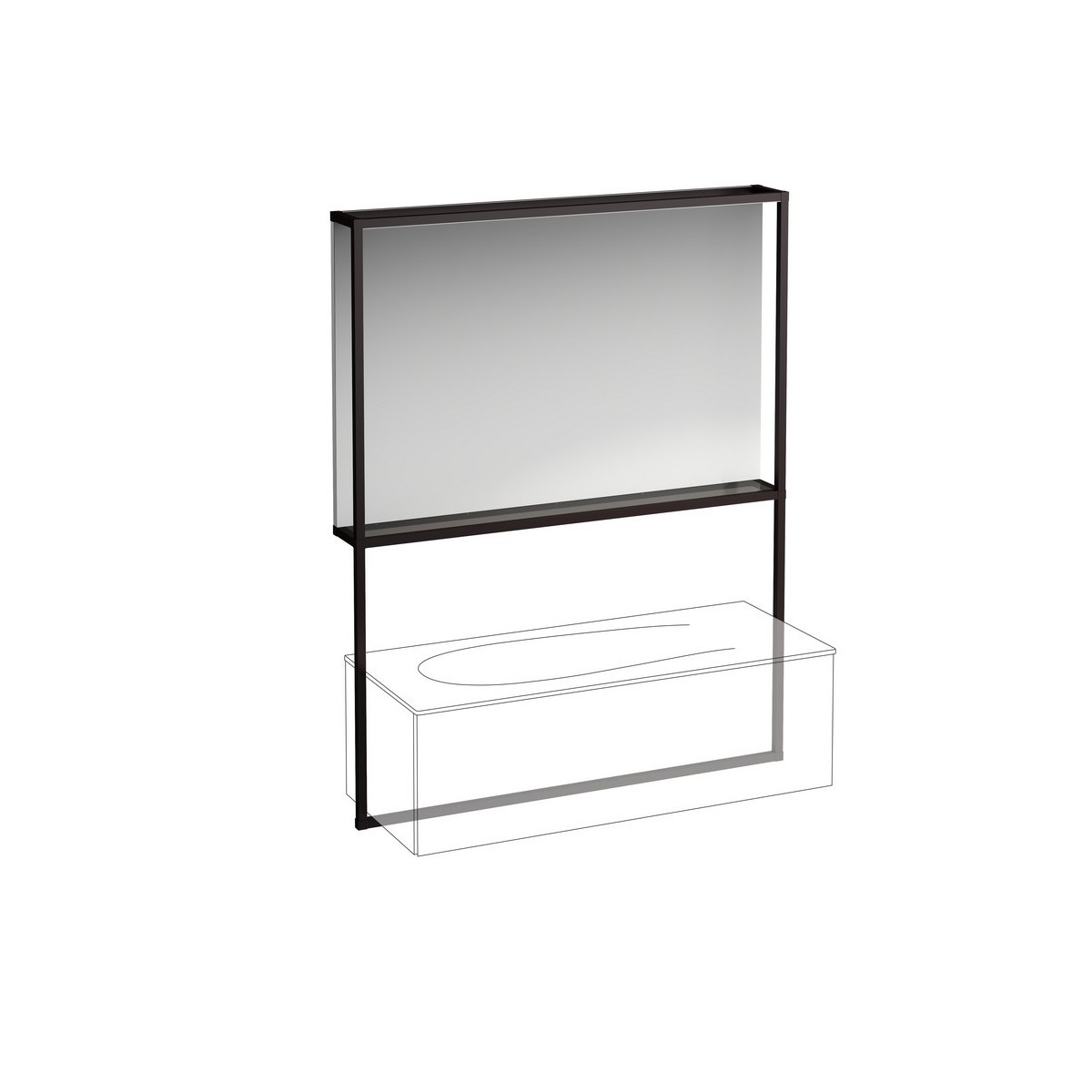 Ilbagnoalessi miroir avec cadre noir mat éclairé 1200 - LAUFEN H4305000972711 