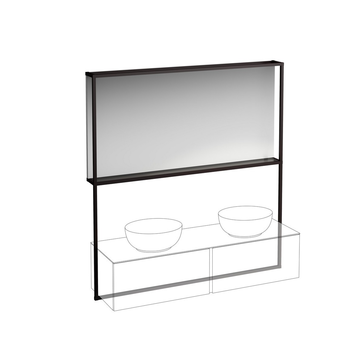 Ilbagnoalessi miroir avec cadre noir mat éclairé pr meuble sous vasque 1600 - LAUFEN H4305030972711 