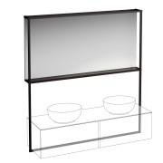 Ilbagnoalessi miroir avec cadre noir mat éclairé pr meuble sous vasque 1600 - LAUFEN H4305030972711 