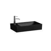 Meda vasque à poser avec plage de robinetterie à gauche noir mat 600x350x120 mm - LAUFEN H8121137161131 