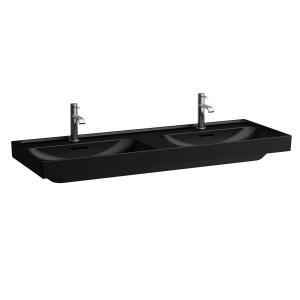 Meda lavabo double mural ou à poser sur meuble noir mat 1300x460x80 mm - LAUFEN H8141127161041 