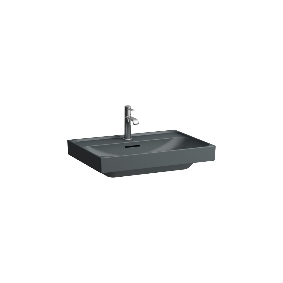 Meda lavabo à poser sur plan face inférieure meulée graphite mat 650x460x80 mm - LAUFEN H8161147581091 