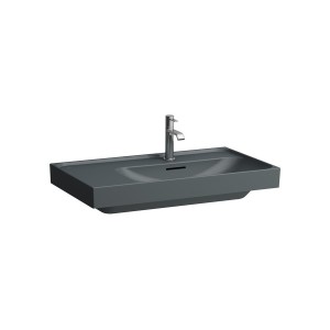 Meda lavabo mural ou à poser sur meuble tablette à gche graphite mat 800x460x80 - LAUFEN H8171157581581 