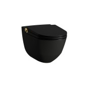Riva wc lavant avec abattant, couleurs: céramique noir mat, bouton gold pâle mat - LAUFEN H8206917180001 