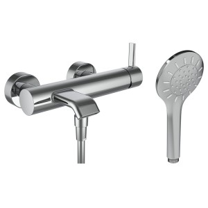 Meda mitigeur de bain mural avec flexible et douchette chromé - LAUFEN HF506660100600 