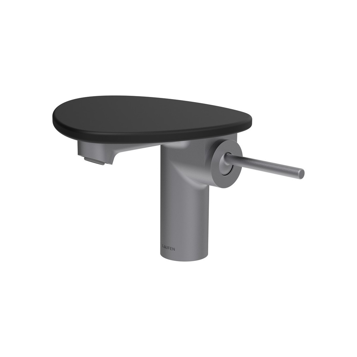 Ada mitigeur de lavabo tablette non percée bec 110 mm ss vid pvd inox/noir mat - LAUFEN HF506702503060 