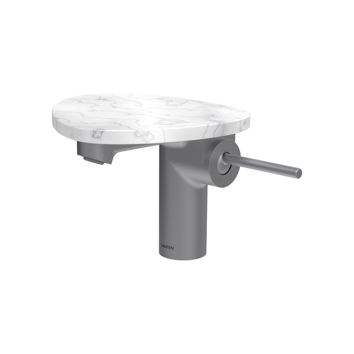 Ada mit lav tablette non percée bec 110 mm ss vidage pvd inox/marbre blanc - LAUFEN HF506702505060 