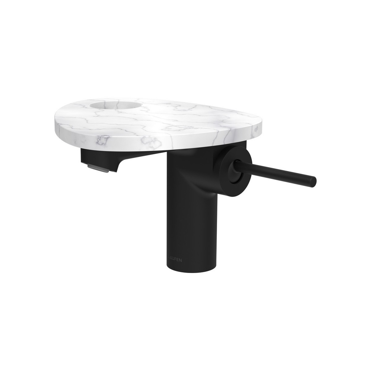 Ada mit lav tablette percée bec 110 mm ss vidage pvd noir/marbre blanc - LAUFEN HF506702515000 