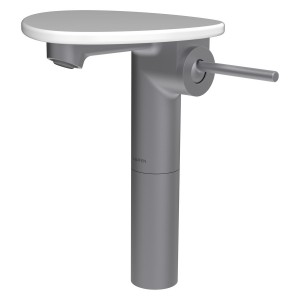 Ada mit lav réhaussé tablette npbec 110 mm ss vidage pvd inox/blanc brillant - LAUFEN HF506714501060 