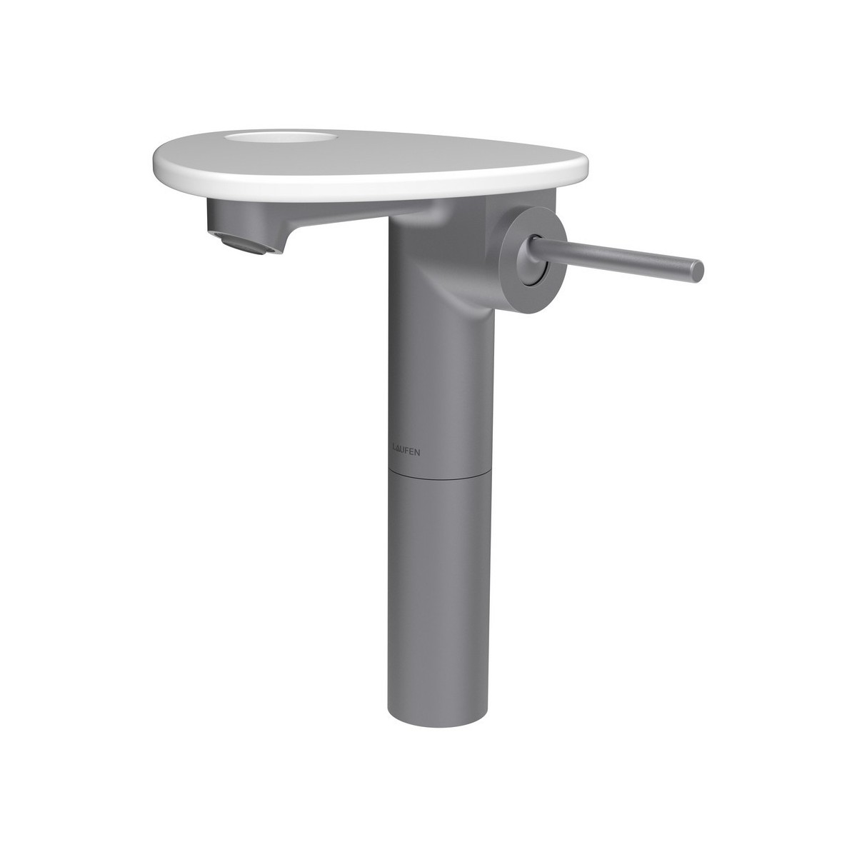 Ada mit lav réhaussé tablette percée bec 110 mm ss vidage pvd inox/blanc mat - LAUFEN HF506714502000 