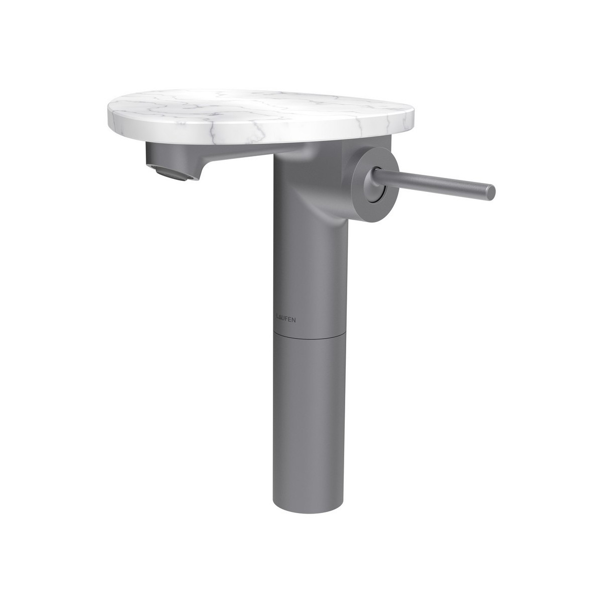 Ada mit lav réhaussé tablette npbec 110 mm ss vidage pvd inox/marbre blanc - LAUFEN HF506714505060 