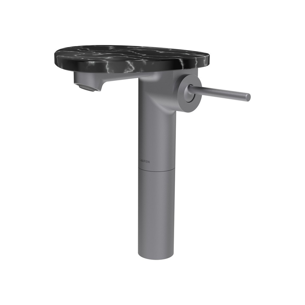 Ada mit lav réhaussé tablette npbec 110 mm ss vidage pvd inox/marbre noir - LAUFEN HF506714506060 