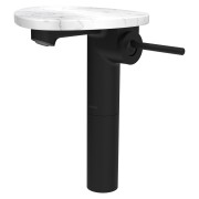 Ada mit lav réhaussé tablette npbec 110 mm ss vidage pvd noir/marbre blanc - LAUFEN HF506714515060 