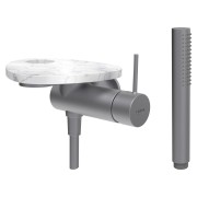 Ada mit de d à enc avec simibox 1-point tablette percée pvd inox/marbre blanc - LAUFEN HF506755505000 