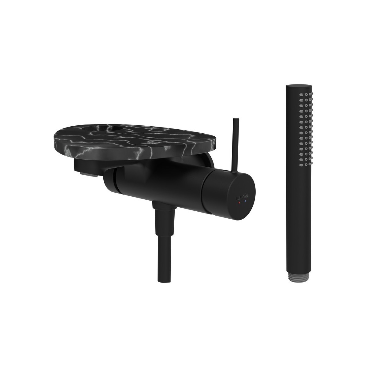Ada mit b à enc tablette percée bec 170 mm pvd noir/marbre noir - LAUFEN HF506765516000 