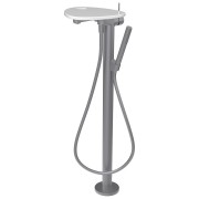 Ada mit b sur colonne tablette percée bec 203 mm pvd inox/blanc brillant - LAUFEN HF506781501000 