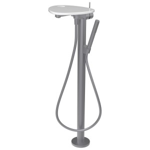 Ada mit b sur colonne tablette percée bec 203 mm pvd inox/blanc brillant - LAUFEN HF506781501000 
