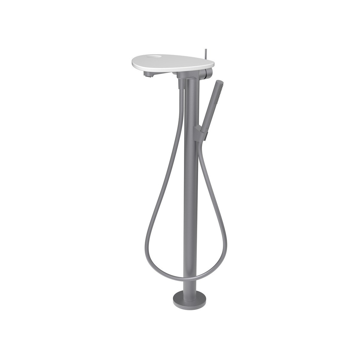 Ada mitigeur de bain sur colonne tablette percée bec 203 mm pvd inox/blanc mat - LAUFEN HF506781502000 
