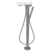 Ada mit b sur colonne tablette percée bec 203 mm pvd inox/marbre blanc - LAUFEN HF506781505000 