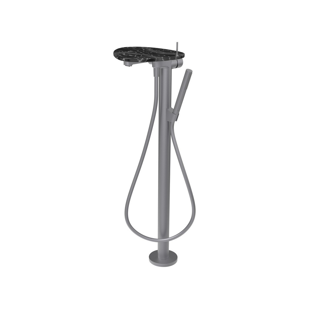 Ada mitigeur de bain sur colonne tablette npbec 203 mm pvd inox/marbre noir - LAUFEN HF506781506060 