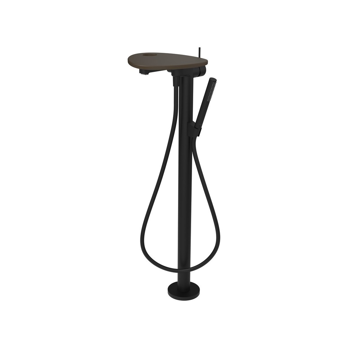 Ada mitigeur de bain sur colonne tablette percée bec 203 mm pvd noir/café mat - LAUFEN HF506781514000 