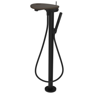 Ada mitigeur de bain sur colonne tablette percée bec 203 mm pvd noir/café mat - LAUFEN HF506781514000 