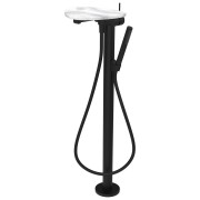 Ada mit b sur colonne tablette percée bec 203 mm pvd noir/marbre blanc - LAUFEN HF506781515000 